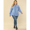 Agnes Orinda Women's Plus Size Regular Fit Button Down Long Sleeve Denim Shirts - 2 of 4