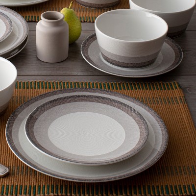 Canyon White Porcelain 12-Piece Dinnerware Set, Service for 4