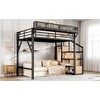 ORRD Twin XL Loft Bed with Storage Stairs & Built-in Wardrobe, Metal Bed Frame with USB Ports, LED Lights and Shelves, Noise-Reduced - 4 of 4