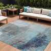 HomeRoots 10' X 14' Teal Blue And Gray Abstract Washable Indoor Outdoor Area Rug - 2 of 4