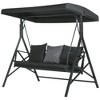 Resenkos 3-Seat Swing Chair, Cozy Porch Glider With Cushions, 3 Pillow Set, Sunshade Canopy, Khaki - 2 of 4