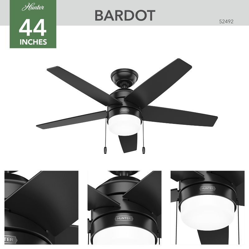 44" Bardot Ceiling Fan with Light Kit and Pull Chain (Includes LED Light Bulb) - Hunter Fan, 2 of 14
