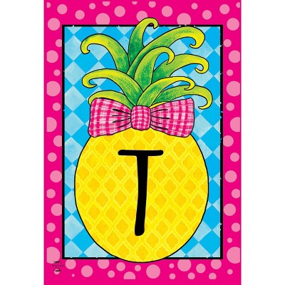 Briarwood Lane Summer Garden Flag 18x12.5 For Outdoor Pineapple Monogram Letter T Garden Flag Flag For Summer Garden Flag Flags For Outside