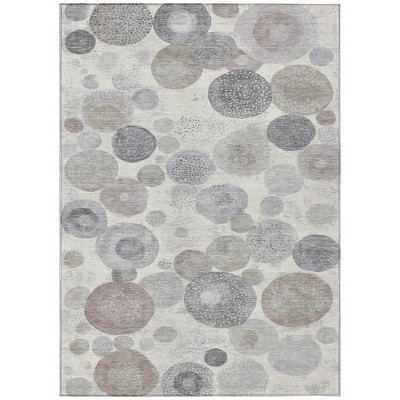 Ivory Beige And Gray Geometric Washable Indoor Outdoor Area Rug
