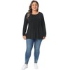 Women's Plus Size Pleated Crew Neck Long Sleeve Soft Casual Tunic T-Shirt - Agnes Orinda - 3 of 4