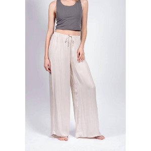 Women's Satin Wide-leg Pants - LATTELOVE - 1 of 2