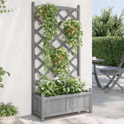 vidaXL Square Garden Planter - Solid Pinewood Flower Box - Ideal for Plants, Vegetables, Herbs and Flowers - Suitable for Garden, Patio, Balcony Decor