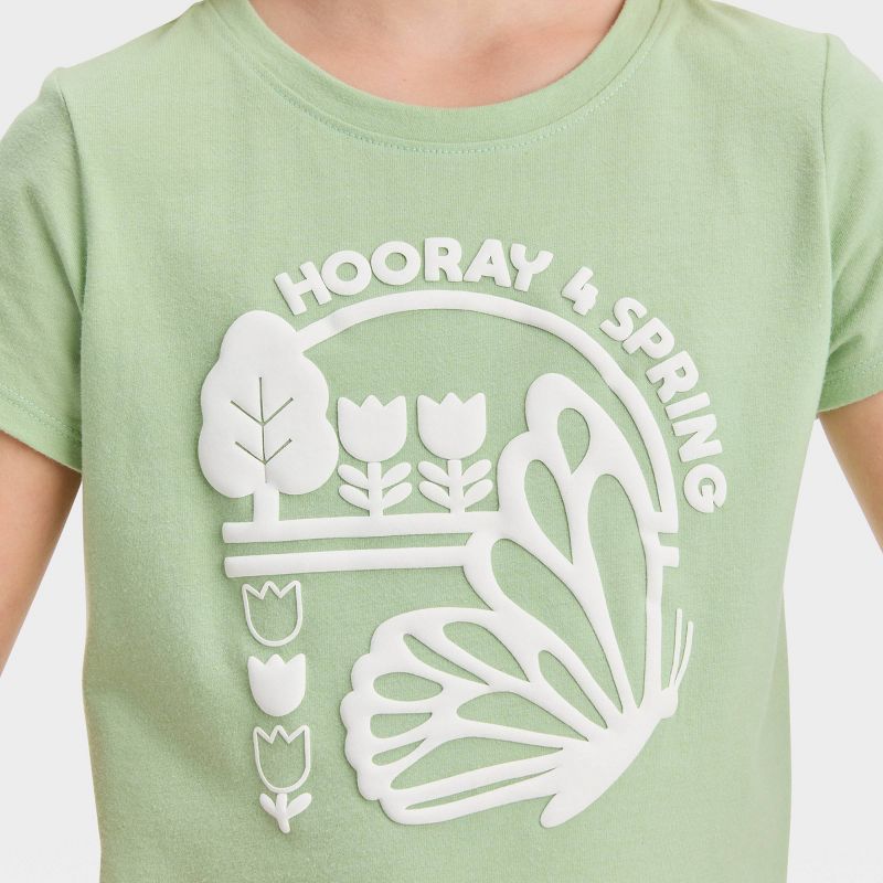 Girls&#39; Short Sleeve &#39;Hooray For Spring&#39; Graphic T-Shirt - Cat &#38; Jack&#8482; Olive Green, 3 of 5