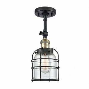 Bell Cage - 1 Light Semi-Flush Mount In Industrial Style-13.5 Inches Tall and 5 Inches Wide - 1 of 2