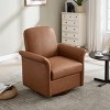 360° Faux Leather Swivel Accent Chair,Modern Armchair with Solid Wood Frame,Wooden Lounge Chair for Bedroom Reading-Cuddlewood - 2 of 4