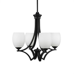 Toltec Lighting Zilo 4 - Light Chandelier in  Matte Black with 5" White Linen  Shade - 1 of 1