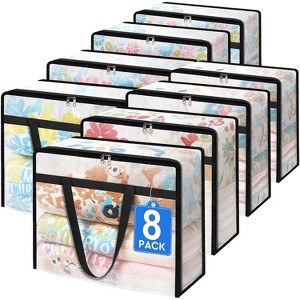 6 Pack Moving Bags Clear Window, Large Packing Bags for Saving Space, Storage Bags Strong Carrying Handles & Zippers - 1 of 4