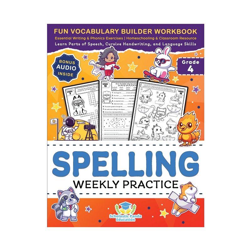 Spelling Weekly Practice for 4th Grade - (Elementary Books for Kids) by  Scholastic Panda Education (Paperback), 1 of 2