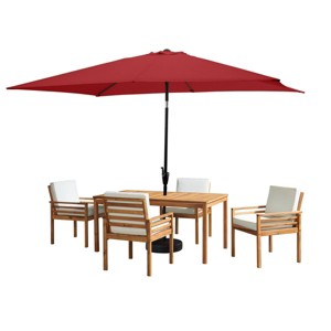 Alaterre Furniture 6pc Outdoor Patio Dining Set, Okemo Table with 10' Rectangular Umbrella - 1 of 4