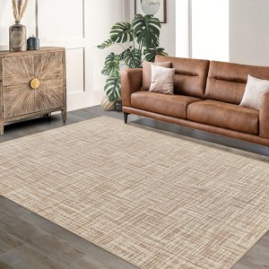 Machine washable area rug – modern solid design, non-slip and stain resistant. Foldable accent carpet for living room, dining room, bedroom. - 1 of 4