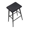 JONATHAN Y Peroni MidCentury Classic Saddle-Seat Solid Wood/Vegan Leather Backless Stool with Removeable Cushion - 4 of 4