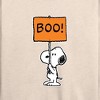 Women's - Peanuts - Snoopy Boo Sign Lightweight French Terry Wide Neck Long Sleeve Shirt - 2 of 4