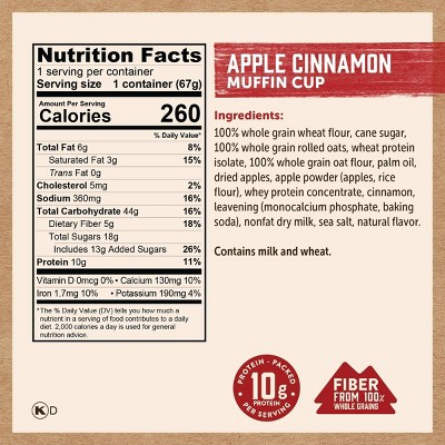 Kodiak Cakes Protein-Packed Fall Harvest Apple Cinnamon Muffin Cup - 2.36oz