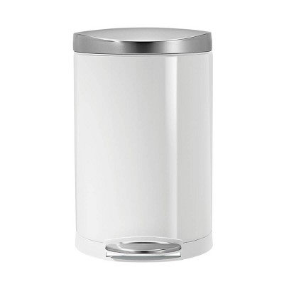 White Stainless Steel Semi-Round Step Trash Can with Pedal