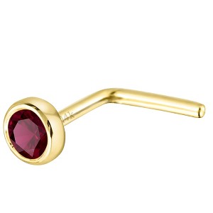 Jewelry Avalanche 22G 14K Gold Bezel-set Ruby L-shape Nose Stud - 1 of 1