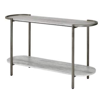 Millerton Lower Shelf Sofa Table Light Gray/Brushed Metal - miBasics