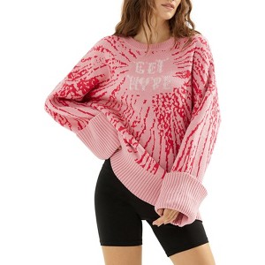 EXLURA Womens Oversized Graphic Leopard Print Long Sleeve