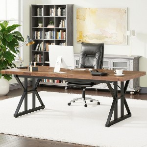 MAYEERTY Wood Dining Table, Farmhouse Kitchen Table for 6 People - 1 of 4