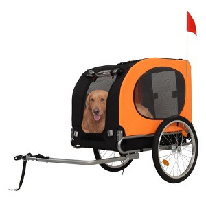 Dog Bike Trailer, 88LBS Dog Cart for Bicycle, Pet Cart Bicycle Carrier for Small and Medium Pets,Easy Folding Cart Frame, Quick Release Wheel - 1 of 4