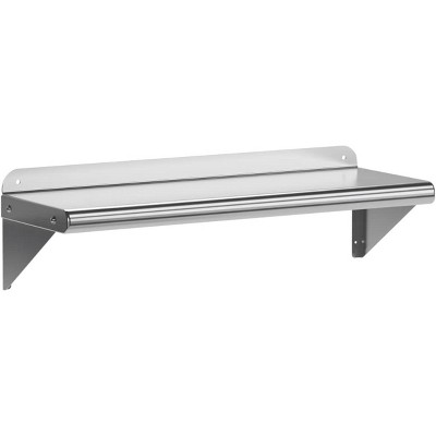 Silver Stainless Steel Wall-Mounted Utility Shelf, Back Shelf, Space-Saving Design for Kitchen, Restaurant