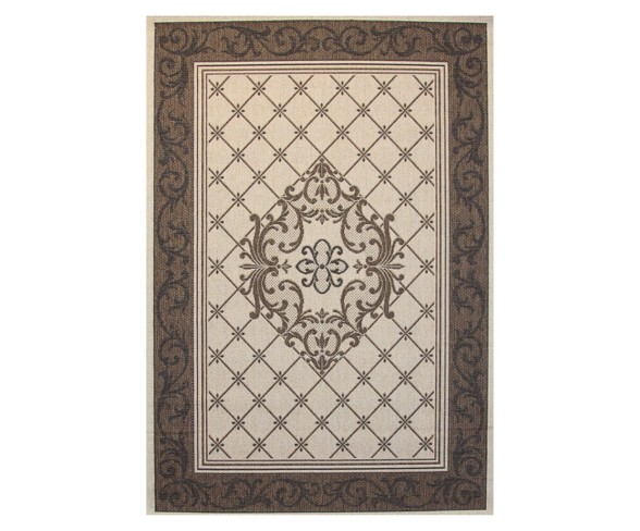 Tudor Rectangle 5'3" X 7 Outdoor Patio Rug - Sand Stone / Bron