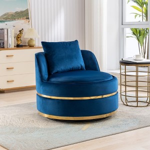 KTMBDW 32.6” Swivel Accent Barrel Chairs with Removable Headrest, Chaise Lounge Indoor with Neck Support Pillow, Swivel Chairs for Living Room - 1 of 4