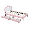 NicBex Twin Size Princess Upholstered Bed Frame with Crown-Shaped Headboard for Girls,Solid Wood Slats Support,Easy Assembly,White+Pink/Pink+White - 4 of 4