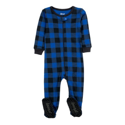 Leveret Footed Cotton Christmas Pajamas Plaid Black And Navy 5 Year : Target