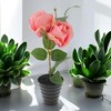 Unique Bargains Artificial Plants Two-Headed Rose Bonsai Plastic 2.36"x2.36"x10.63" 1 Pcs - 2 of 4