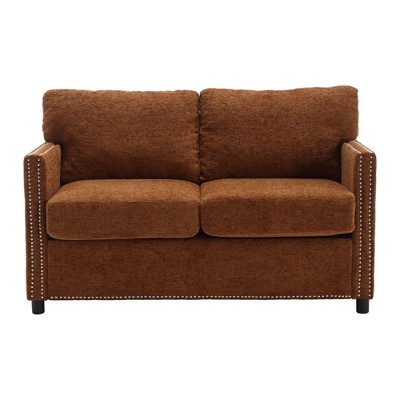 NicBex Loveseat Sofa with Soft Cushion and Side Pocket Modern Upholstered 2 Seater Loveseat Couch for Living Room,Bedroom,Brown