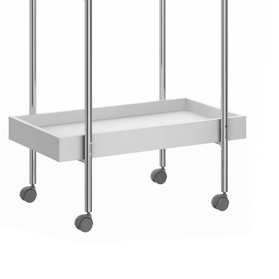 White and Chrome 2-Tier Kitchen Storage Cart with Casters