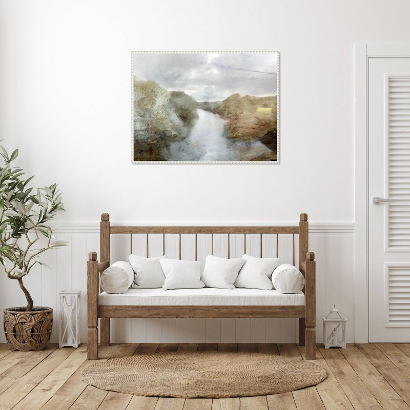42&#34;x32&#34; Forest River by Dan Hobday Framed Canvas Wall Art Print White - Amanti Art, 6 of 11