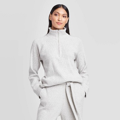 grey half zip pullover women's