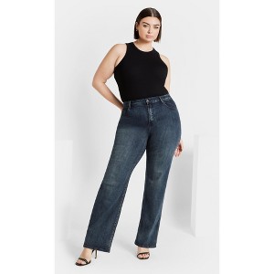Women's Plus Size Harley Ivy Straight Jean - dark denim | CITY CHIC - 1 of 4