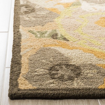 Hand Tufted Gold Floral Wool Area Rug 3' x 5'