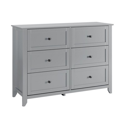 6 Drawer Dresser,  Modern 6 Chest of Drawer Dresser with Round Handle, Wooden Storage Cabinet, Dresser Cabinet Organizer for Living Room, Entryway
