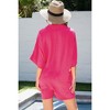 Amaryllis Women's Relaxed Fit Collared Button-Front Romper Breezy Short Sleeve One-Piece Outfit with Pockets Casual Chic - 3 of 4