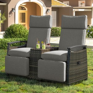 Patio Recliner Chair,Adjustable Backrest Patio Reclining Lounge Chairs With Built-In Storage Table,Recliner Chair Patio Furniture-Cuddlewood - 1 of 4