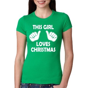 Womens This Girl Loves Christmas T Shirt Funny Holiday Shirt For Women - Crazy Dog Women's T Shirt - 1 of 4