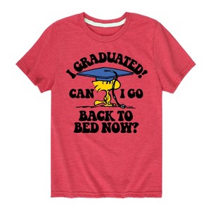 Boys' - Peanuts - Woodstock I Graduated! Can I Go Back to Bed Now? Short Sleeve Graphic T-Shirt - 1 of 4