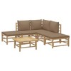 vidaXL 6 Piece Bamboo Patio Lounge Set with Taupe Cushions - Comfortable and Flexible Outdoor Furniture Set with Sturdy Table and Cushioned Seating - 3 of 4