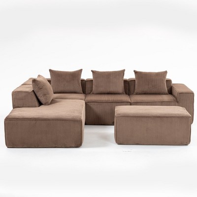 Resenkos Modular Sofa Set, Flexible Sectional Couch, Perfect for Living Room, Space-Saving & Comfortable, Corduroy, Beige