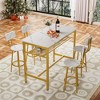 Hooseng 5 Piece Bar Table Set, Kitchen Dining Table Set for 4, Bar Table and Chairs Set with PU Upholstery Stool, Pub Table Set - 2 of 4