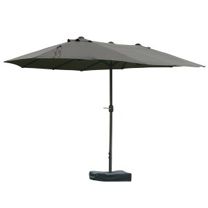 Gulches Outdoor Rectangular Double-Sided Market Patio Umbrella - Sun Protection, Easy Crank, Steel Base, Dark Gray, 15' - 1 of 4