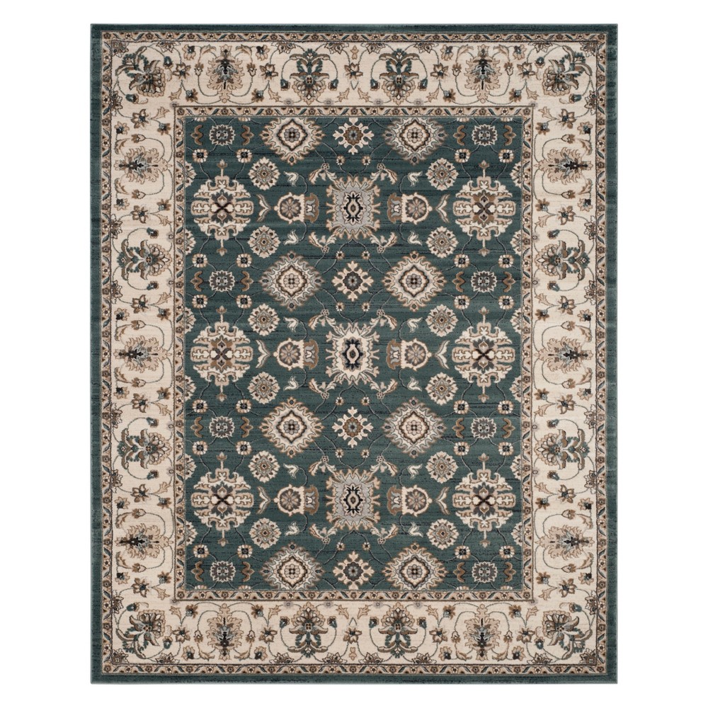  Floral Loomed Area Rug Teal/Cream